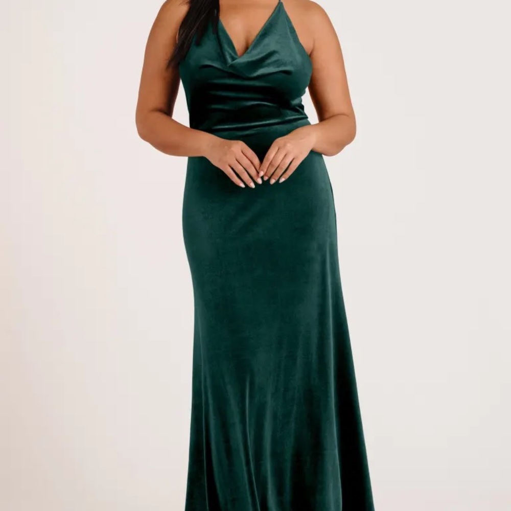 Jenny yoo velvet dress in emerald green
